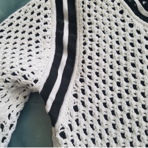 Helmut Lang open knit black & white mesh sweater - Picture 5 of 7